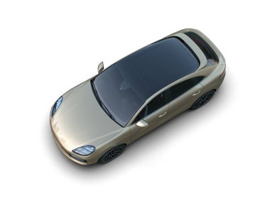 Beyaz stüdyo arka planında izole edilmiş bir arabanın 3 boyutlu resmi