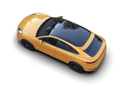 sarı modern araba beyaz üzerine izole