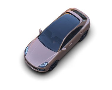 Modern lüks araba beyazdan izole edilmiş. 3D görüntüleme - illüstrasyon