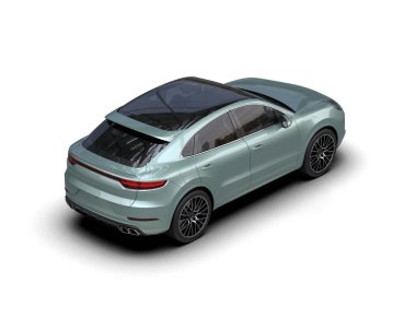 Araba primi beyazda izole edilmiş. 3D görüntüleme - illüstrasyon