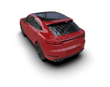 Kırmızı cip beyaz arka planda izole edildi. 3 Boyutlu Hazırlama