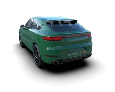 modern yeşil spor araba Gri arka planda izole 3 boyutlu