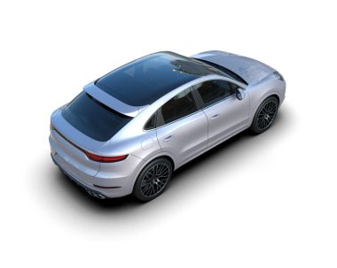 Beyaz arka planda modern lüks bir araba. Kırpma yolu ile 3d oluşturma