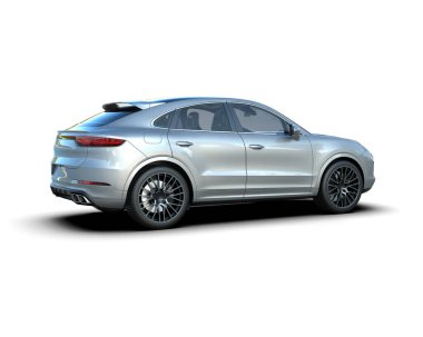 Beyaz arka planda modern lüks bir araba. Beyaz arkaplan ile 3d oluşturma.