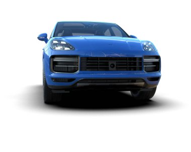 Beyaz arka planda bir araba. 3d illüstrasyon