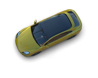 Beyaz arka planda modern bir araba. 3d illüstrasyon