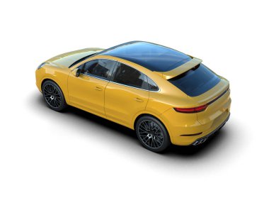 Modern lüks araba beyaz üzerinde. Beyaz bir arka planda izole edilmiş. 3d oluşturma.