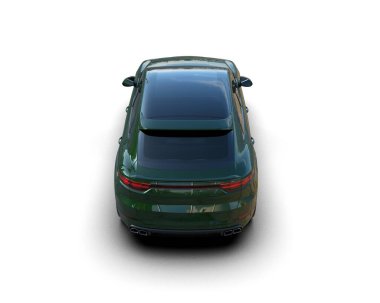 Yeşil araba arka planda izole edildi. 3d oluşturma