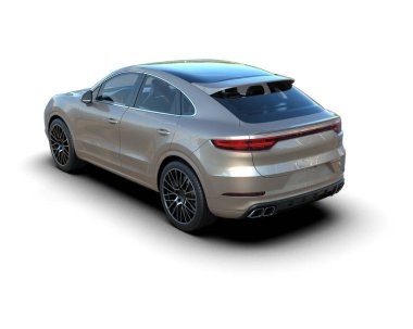 Arka planda modern bir araba. 3d oluşturma