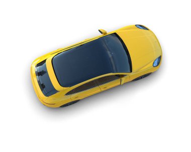 Sarı araba beyaz arka planda izole edilmiş.