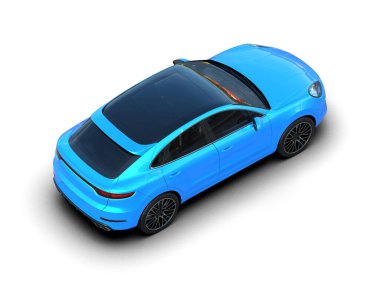 beyaz arkaplanda modern mavi araba