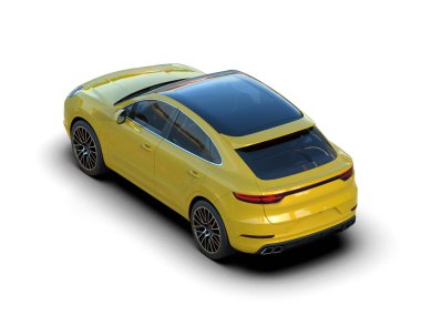 Modern araba arka planda izole edilmiş. 3D görüntüleme - illüstrasyon