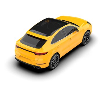 Beyaz arka planda modern lüks sarı araba..