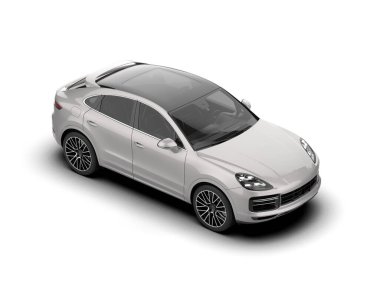 beyaz modern lüks araba - 3 boyutlu illüstrasyon