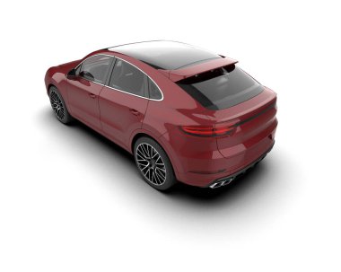 Modern lüks araba beyaz arka planda izole edilmiş ve kırpma yolu var. 3d oluşturma.