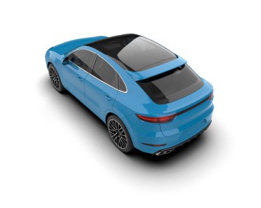 Beyaz arka planda modern bir araba. 3d oluşturma