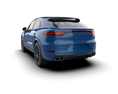 Beyaz arka planda gerçekçi modern bir araba. 3d oluşturma