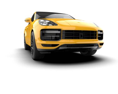 Modern araba beyazda izole edilmiş. 3D görüntüleme - illüstrasyon