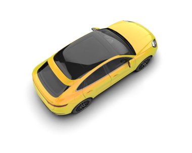 modern sarı araba 3D görüntüleme