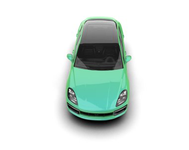 modern yeşil araba beyaz arka planda izole edildi - 3 boyutlu illüstrasyon