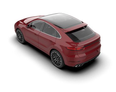 Modern araba beyaz 3 boyutlu bir resimde izole edilmiş.