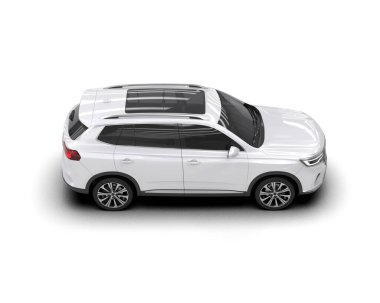 Beyaz arka planda bir araba. 3d illüstrasyon.