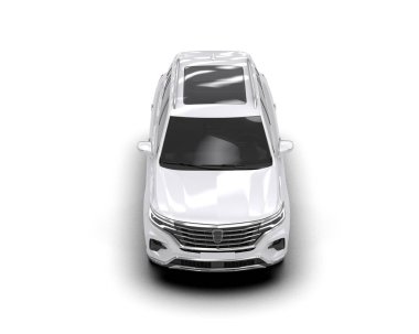 Beyaz arka planda izole edilmiş modern lüks beyaz araba - 3 boyutlu illüstrasyon