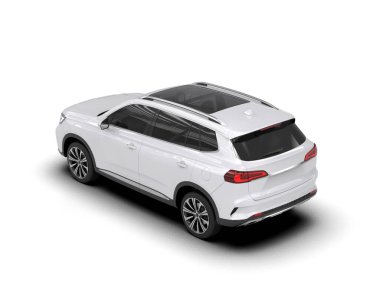 beyaz arkaplan üzerinde beyaz araba rengi 3 boyutlu görüntüleme