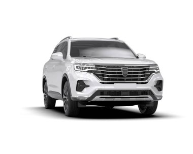 Beyaz arka planda bir araba. Beyaz arka planda bir araba. 3d oluşturma.