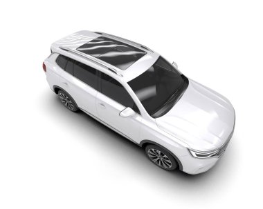 Siyah çizgileri ve gölgeleri olan beyaz bir cip. 3d oluşturma