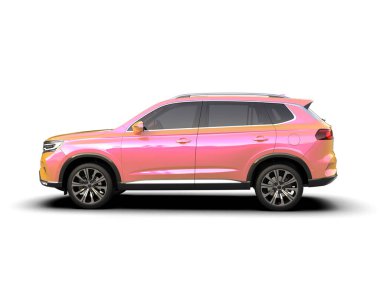 Pembe jip, modern araba. 3d oluşturma