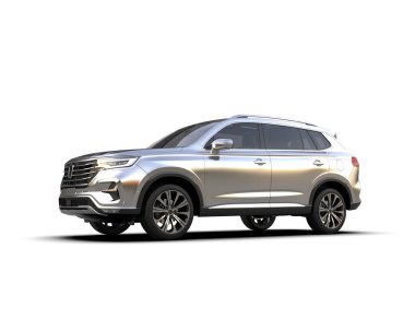 SUV aracı beyaz arka planda izole edildi. 3d oluşturma