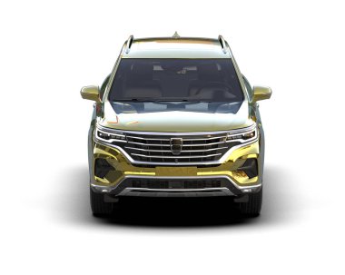 Beyaz arka planda altın rengi modern cip. 3d oluşturma.