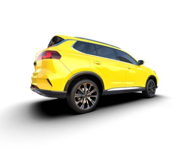 Sarı kompakt şehir arabası - araba - arka görünüm