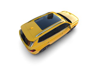 Sarı modern araba. 3d illüstrasyon