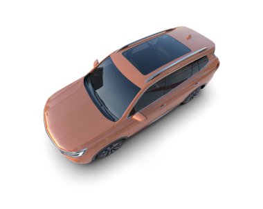 Kırpma yolu olan beyaz arkaplanda izole edilmiş bir araba. 3d oluşturma.