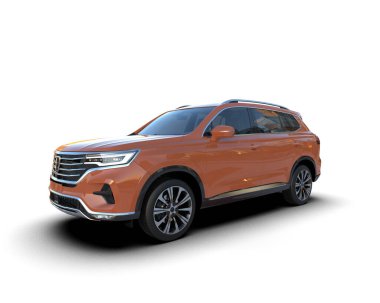 SUV gri arka planda izole edildi. 3d oluşturma