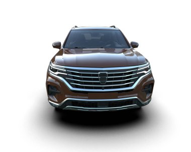 Beyaz arka planda bir cip arabası. 3d illüstrasyon