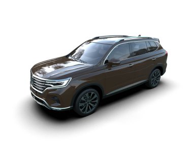 Bir markanın 3 boyutlu görüntülemesi - daha az genel SUV arabası beyaz arka planda izole edildi