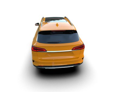 Turuncu araba beyazda izole edilmiş. 3d oluşturma