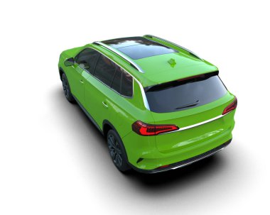 yeşil modern araba beyaz arka planda izole edildi - arka plan