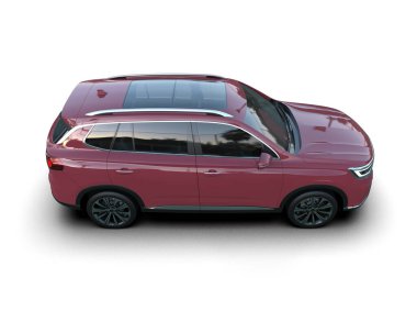 Beyaz arka planda bir cip arabası. 3d oluşturma