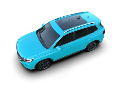 mavi araba beyaz arkaplanda izole edildi