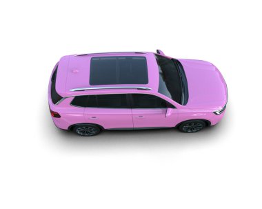 Beyaz arka plan üzerinde pembe araba