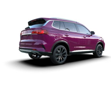 Gri arkaplanda SUV, 3D görüntüleme.