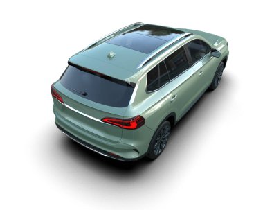 Beyaz arka planda bir araba cipi. 3d oluşturma