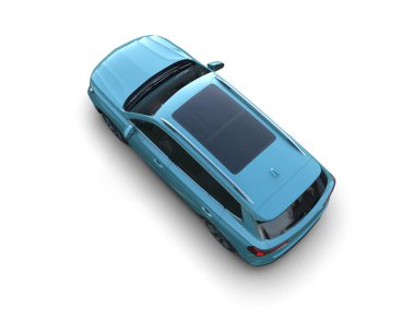 mavi araba 3D görüntü beyaz üzerine