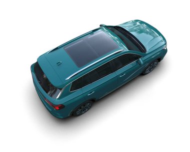 yeşil modern spor araba - üst görünüm