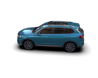 mavi SUv beyaz arkaplanda izole edildi