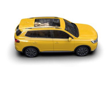 Beyaz arka planda sarı şehir arabası